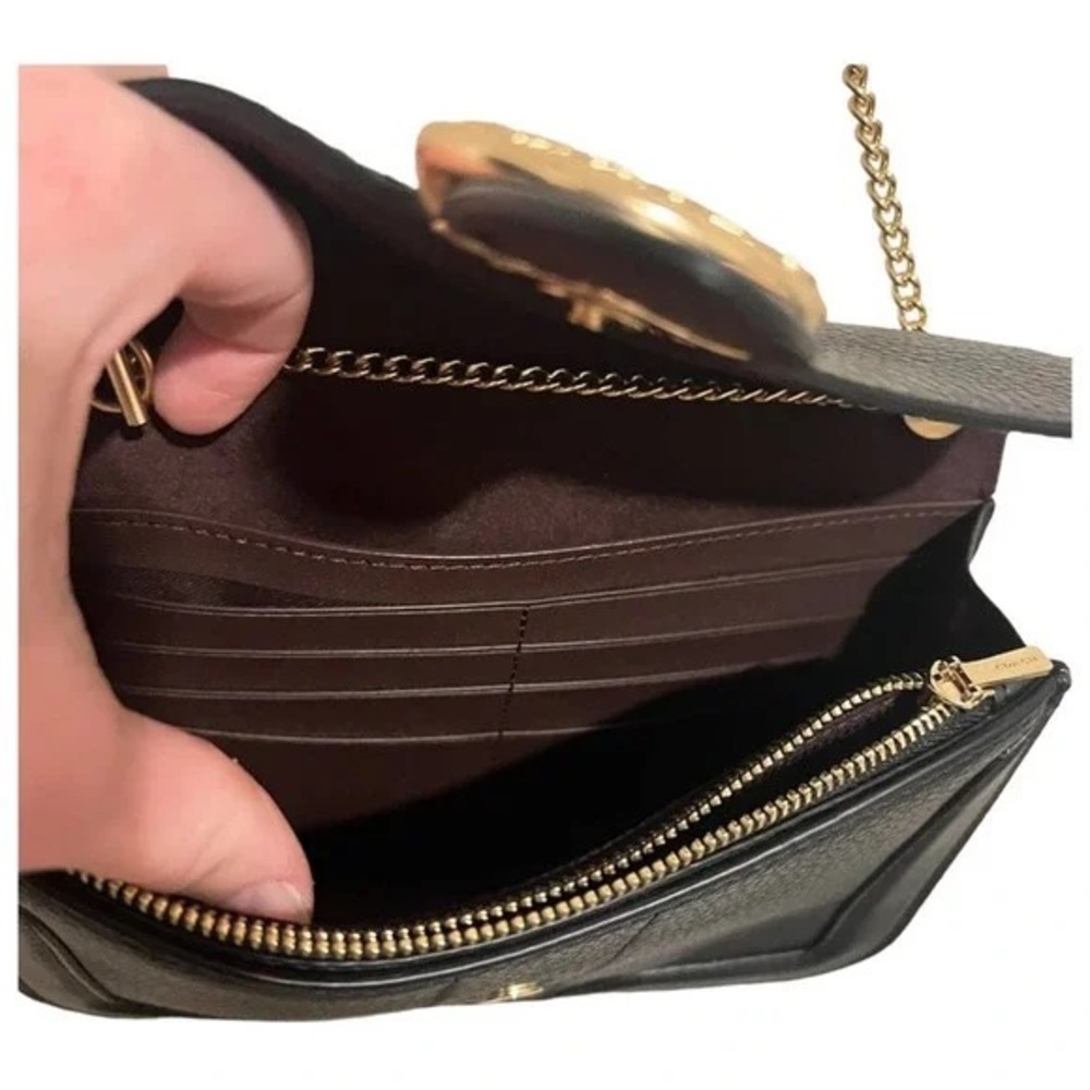 NWT Coach Georgie Black Pebbled Leather Shoulder/Crossbody with Rivets - Picture 7 of 9